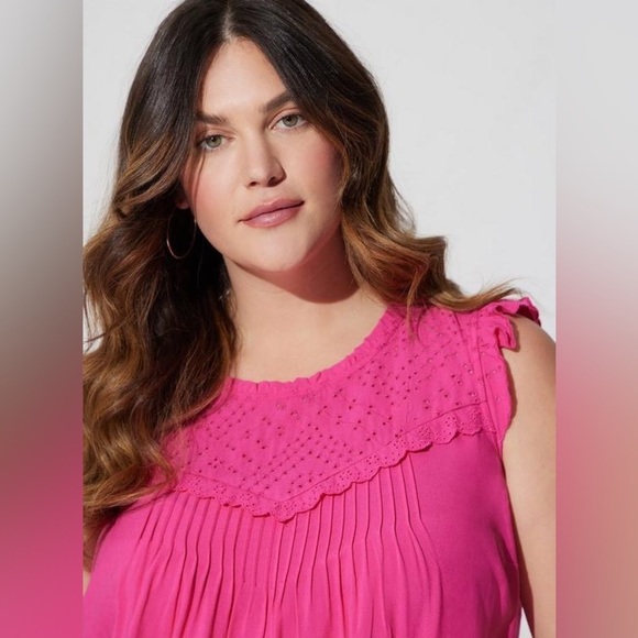 torrid Tops - Torrid | Eyelet Sleeveless Top - Barbie pink!!